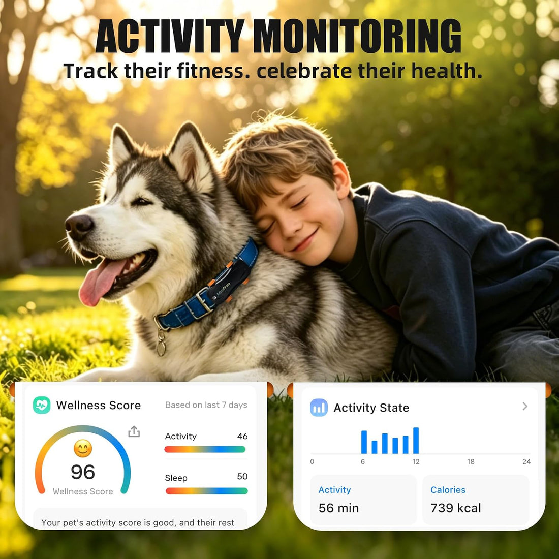 Dog GPS Tracker, Virtual Fence & AI Health Monitor, Waterproof