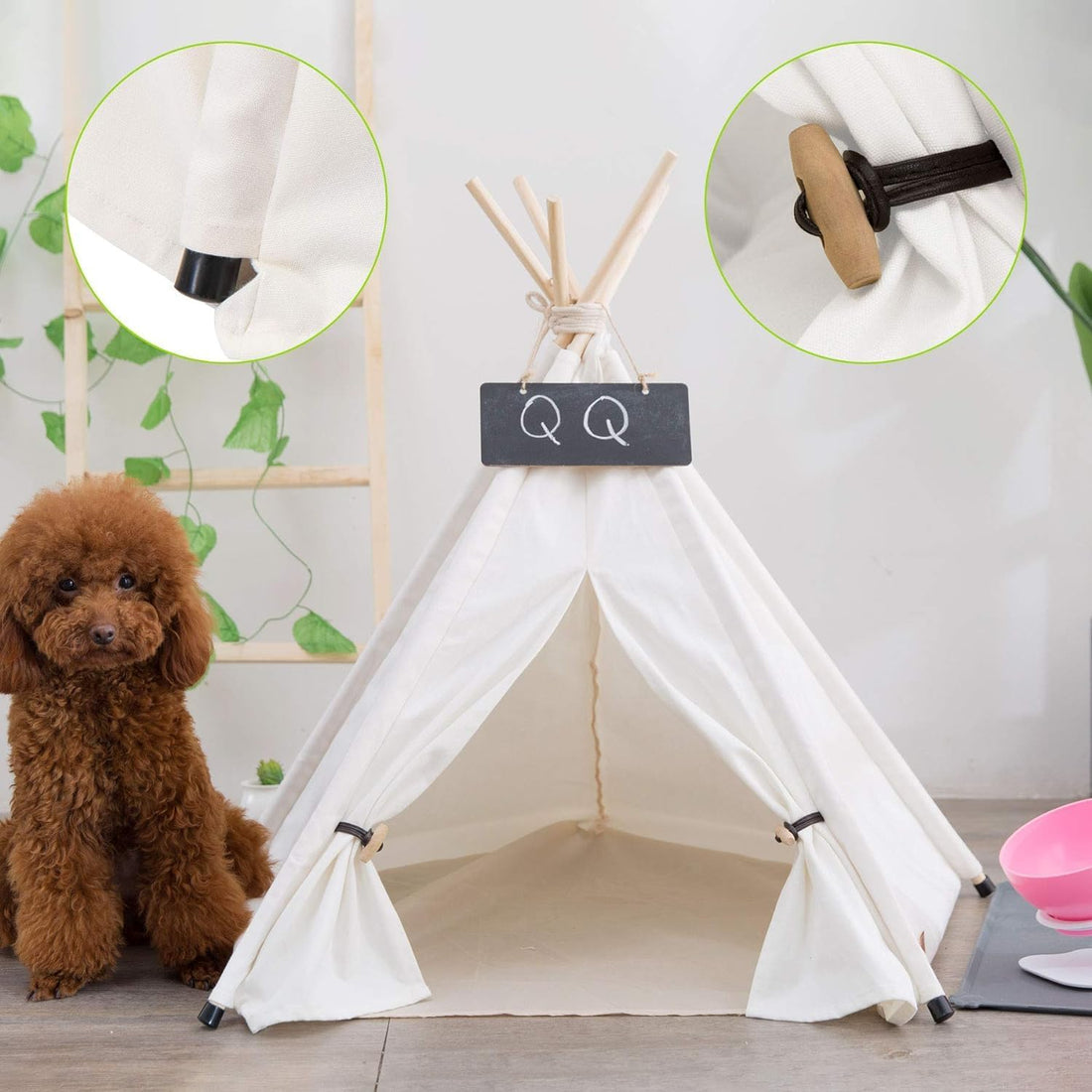 Pet Teepee Dog & Puppy Cat Tents Tipi Bed Portable Houses with Thick