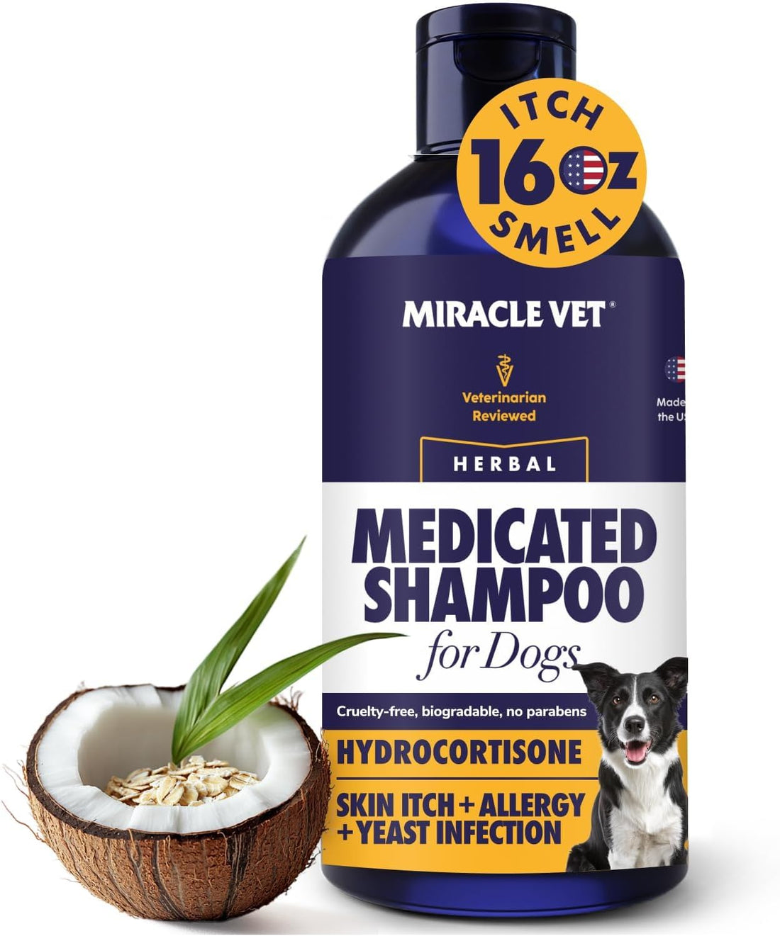 Miracle Vet Medicated Dog Shampoo for Itchy Skin Relief
