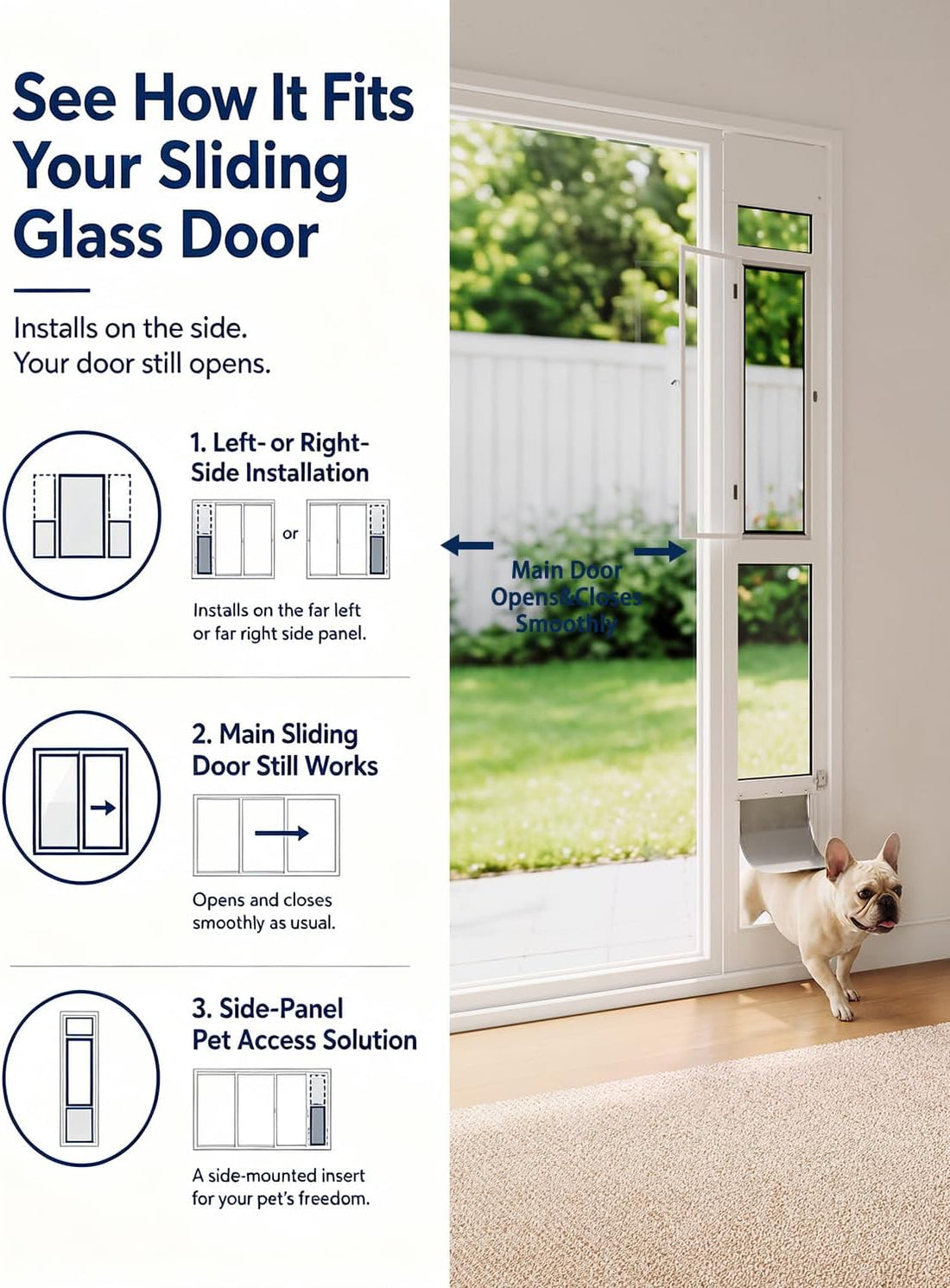 Small Dog Door for Sliding Glass Door Insert, Dogs Up to 30 lbs