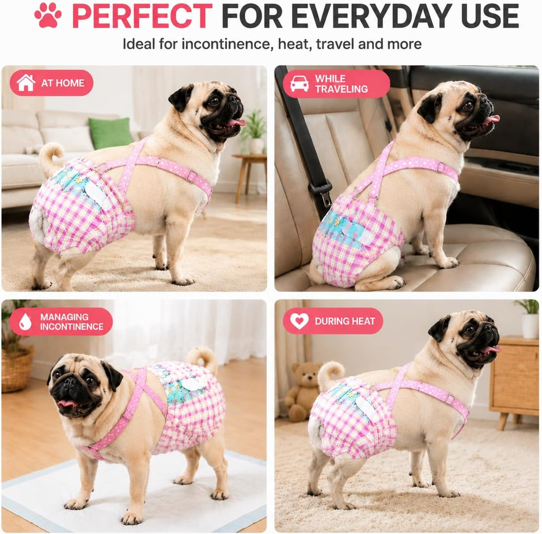 3 Pack Adjustable Dog Diaper Suspenders for Female Male Small Medium