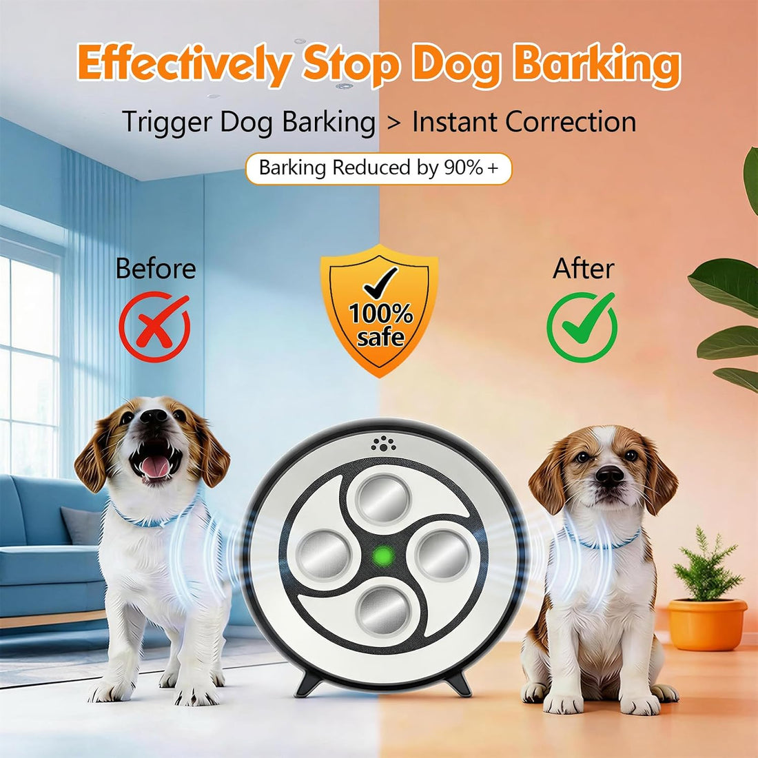 Dog Barking Deterrent with Remote, Rechargeable, 6 Modes, 200ft Range