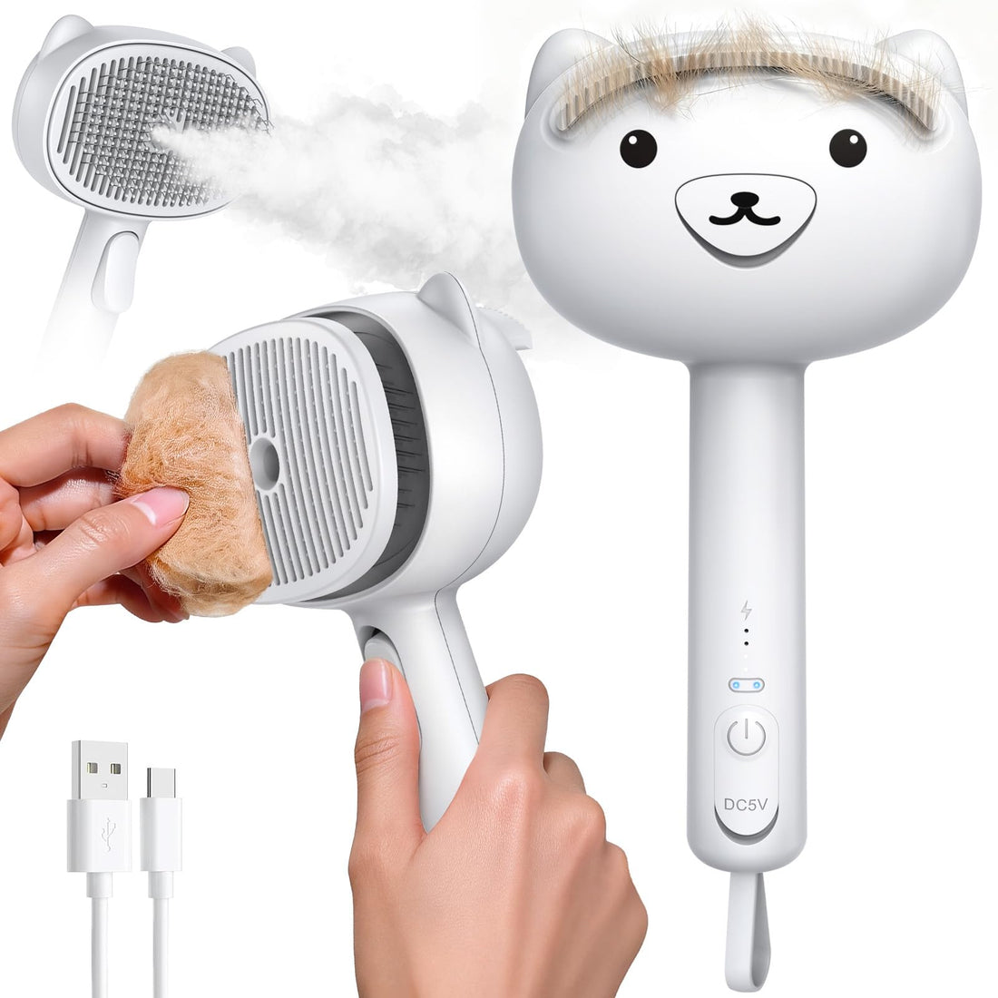 Self Cleaning Shedding Steam Cat Brush