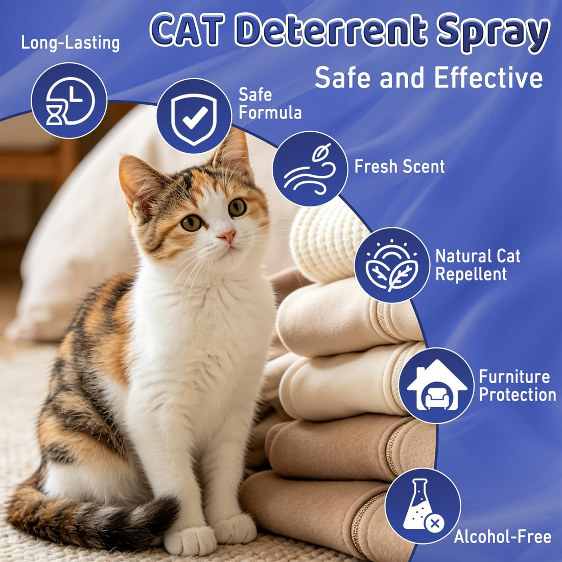 Cat Deterrent Spray, Natural Safe Cat Repellent Spray for Furniture