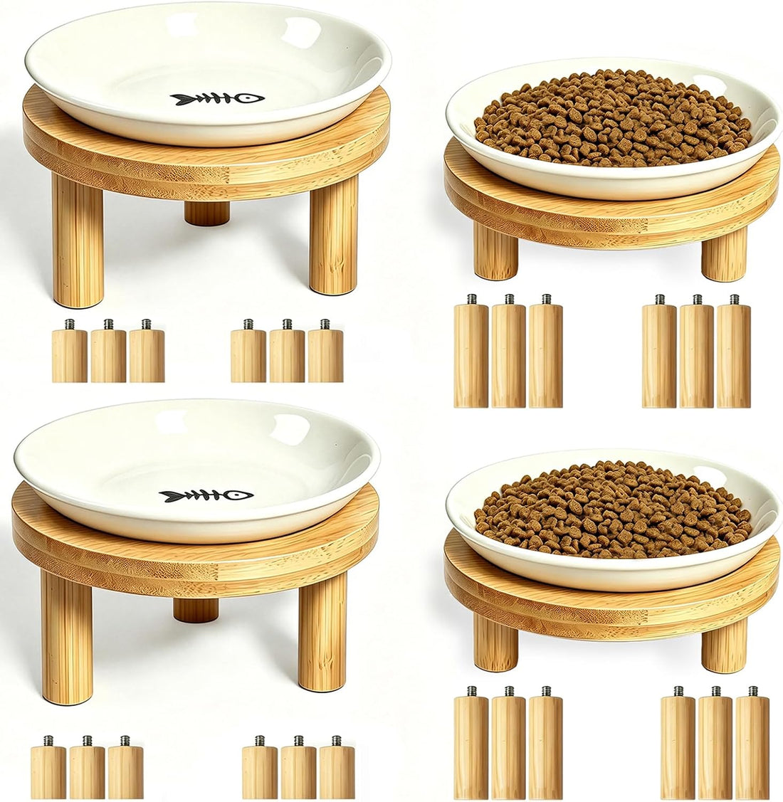 Elevated Cat Bowls Bamboo Stand