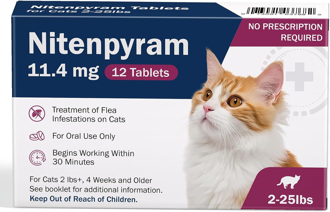 Nitenpyram Tablets for Cats, Cat Flea Tablets 11.4 mg, 12 Doses