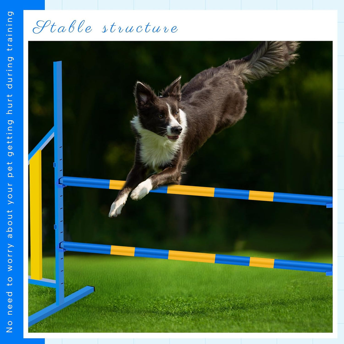 Seenelling Dog Agility Jump with Wing Bars, Adjustable Metal Hurdle