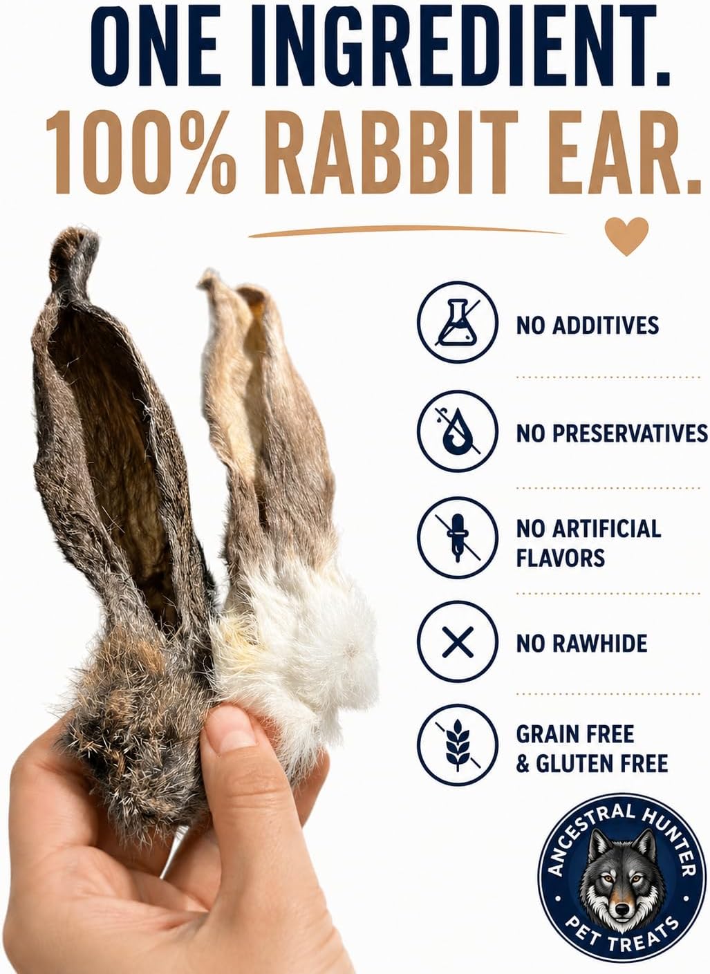 Dehydrated Rabbit Ears for Dogs & Cats - Single Ingredient Dog Treats