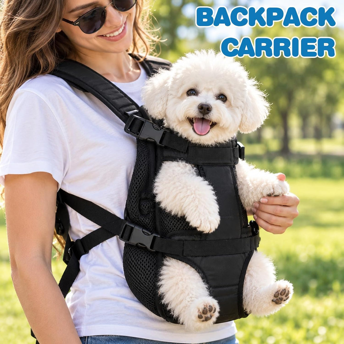 Dog Backpack Carrier, Adjustable Puppy Chest Carrier (Medium)