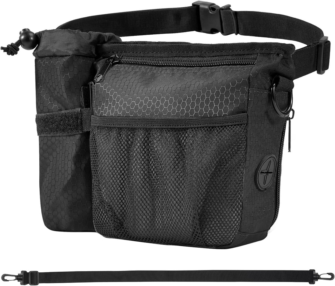 Dog Treat Training Pouch Built-in Poop Bag & Side Pocket Dispenser