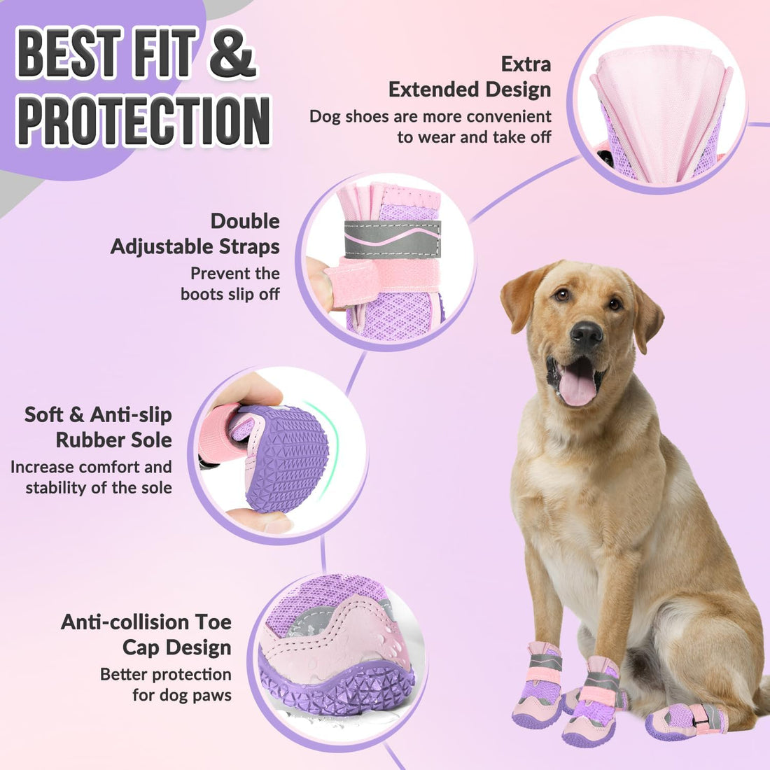 SlowTon Dog Shoes for Large Small Medium Dogs - Breathable Dog Boots