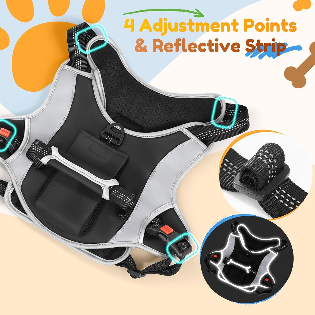 PartsBling Dog Car Harness, Dog Seat Belt Harness for Car
