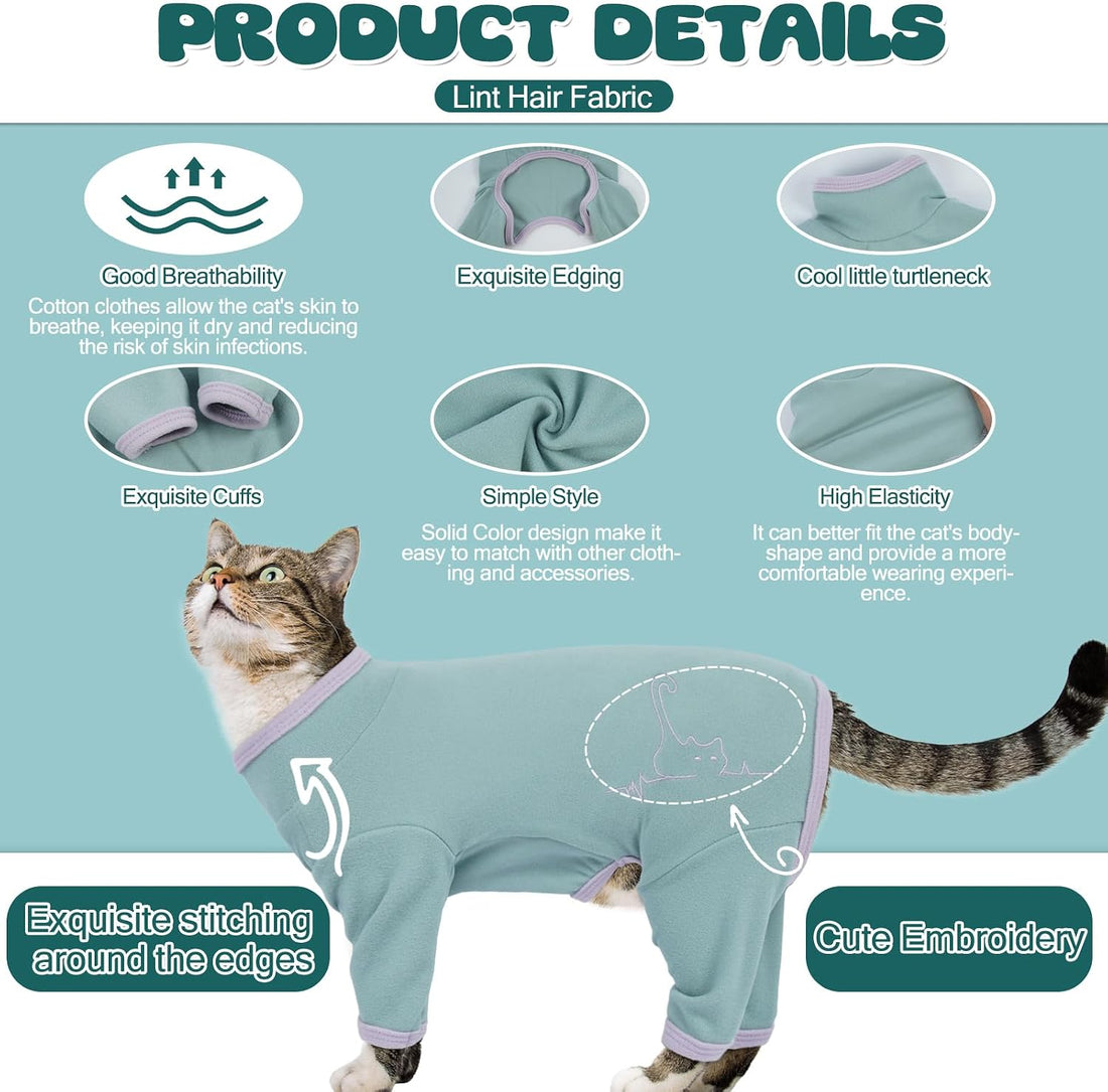 ADNIKIA Cat Pajamas for Cats Only, Sticky Hair Cat Clothes