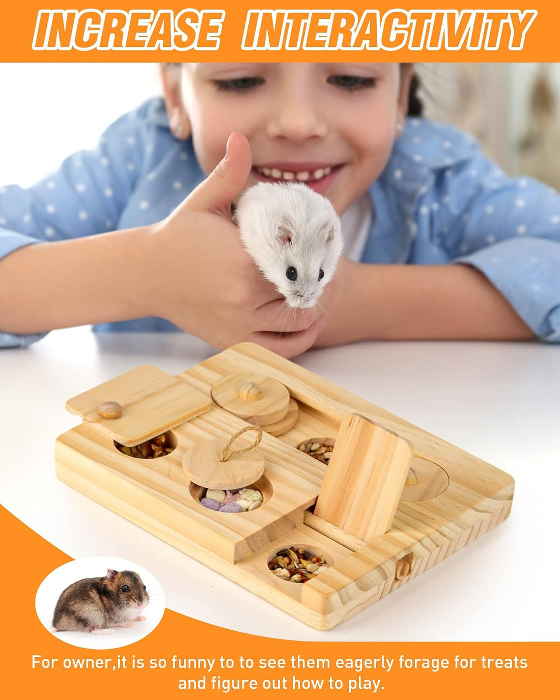 Guinea Pig Foraging Toys, 6 in 1 Hamsters Wooden Interactive