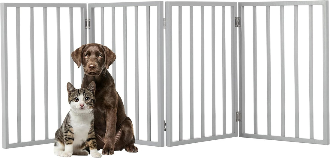 Pet Gate - 4-Panel Indoor Foldable Dog Fence for Stairs, Hallways