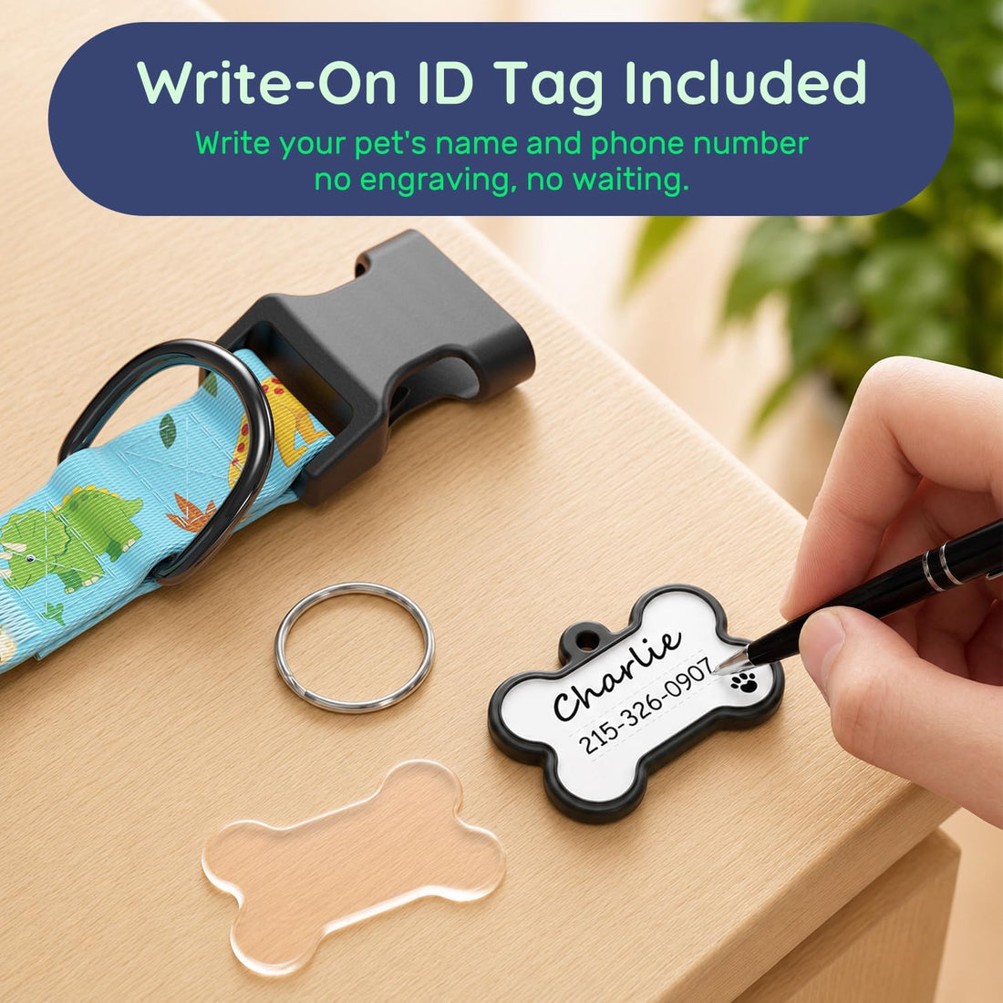 Personalized Dog Collar and Dog Tag Set,Comfortable for Small Medium