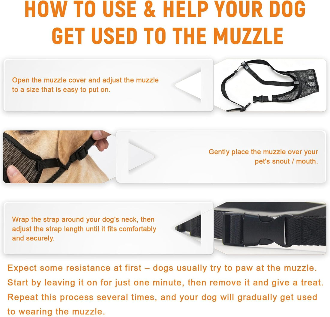 Dog Muzzle for Small Medium Large Dogs – Anti-Scavenging T-Shaped Mesh