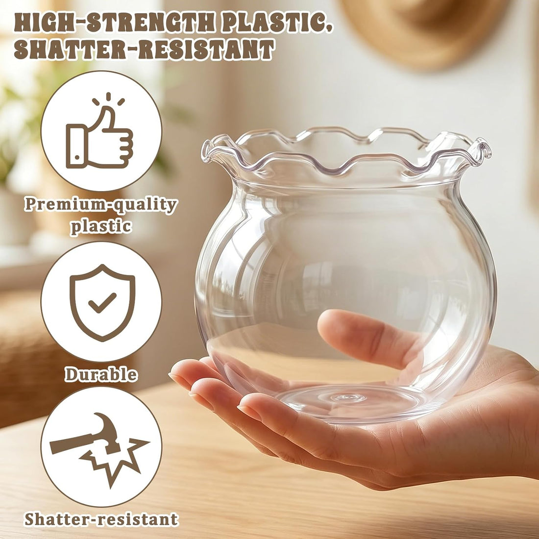 Mini Plastic Fish Bowl with Floral Trim for Parties