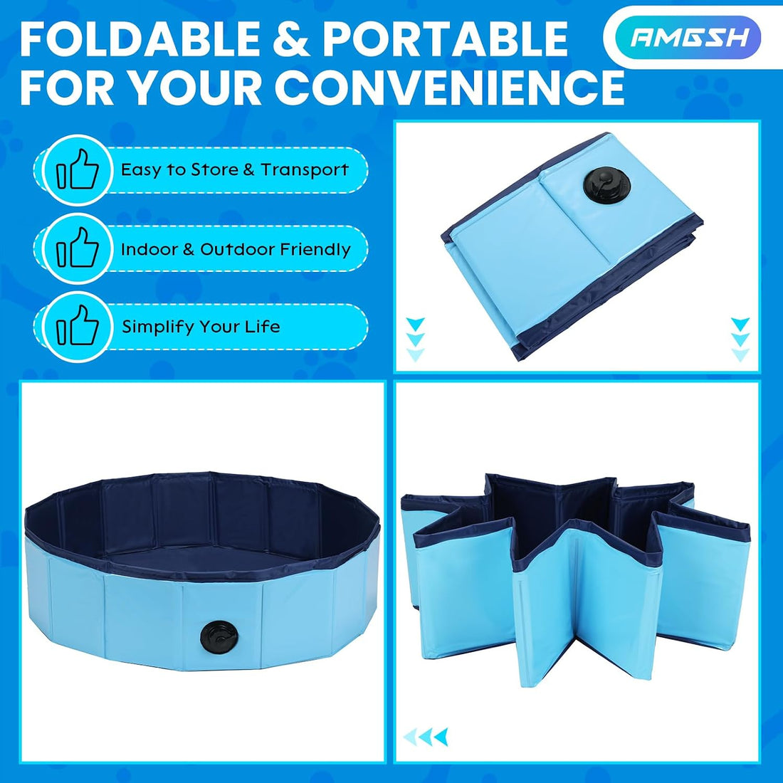 Large Foldable Dog Swimming Pool Pool, 47.2" x 11.8", Whelping Box