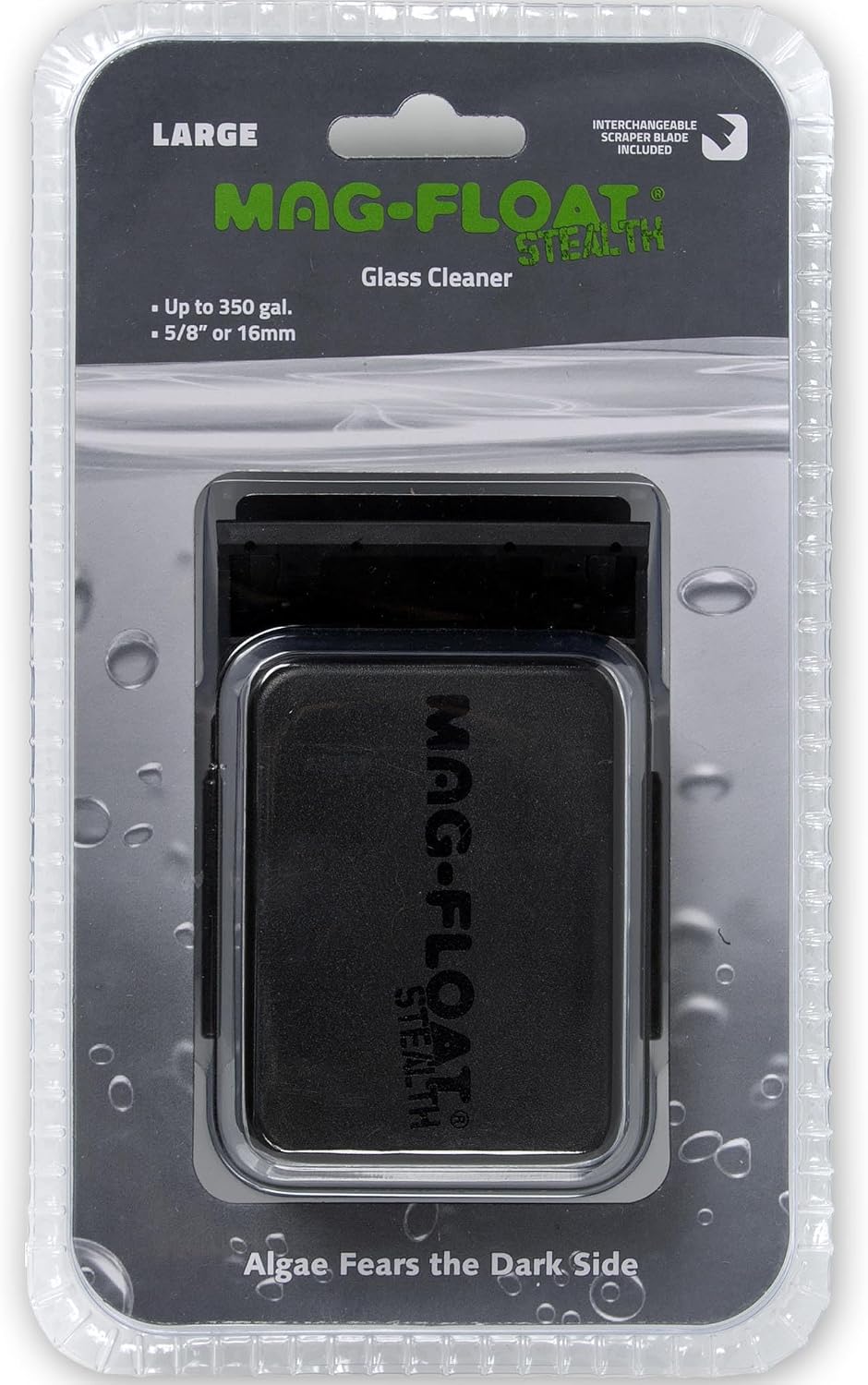 Mag-Float Medium Black Stealth Glass Magnet Aquarium Scraper Cleaner
