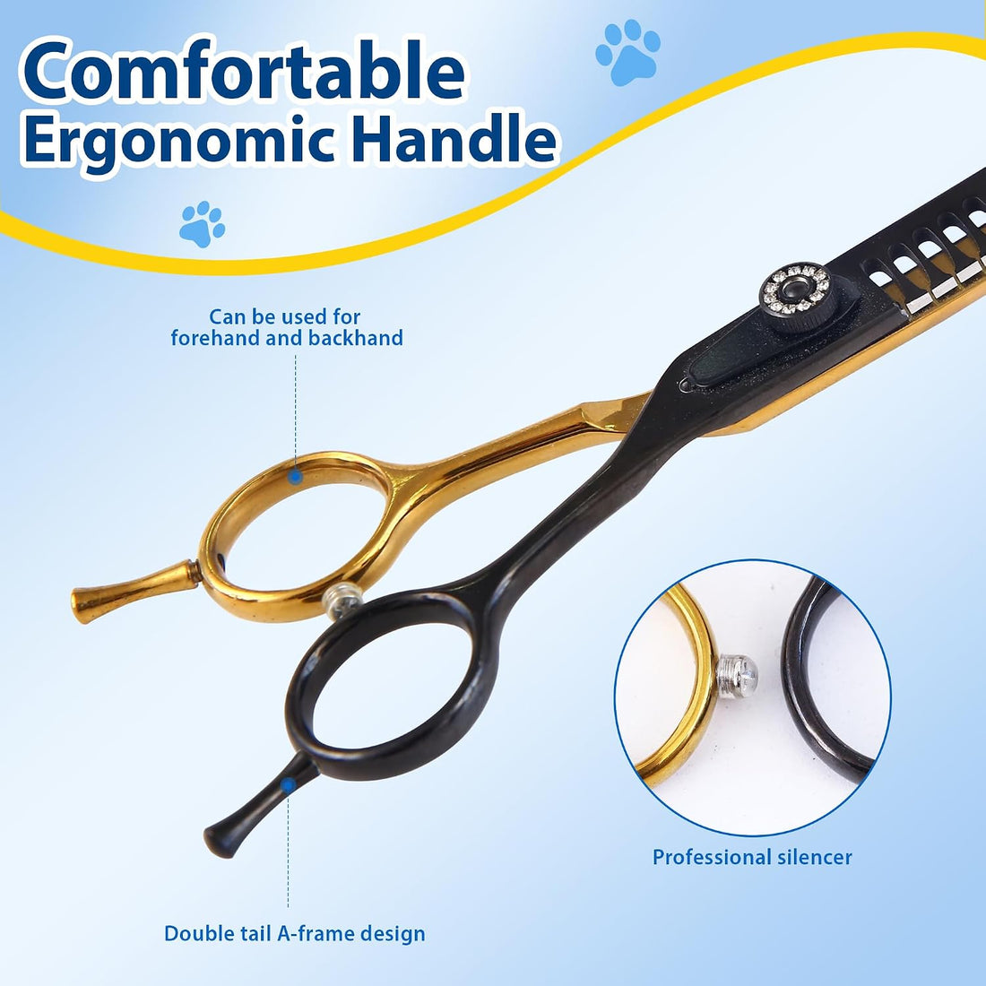 7" Curved Chunker Dog Grooming Scissors, 21 Teeth T-Shape