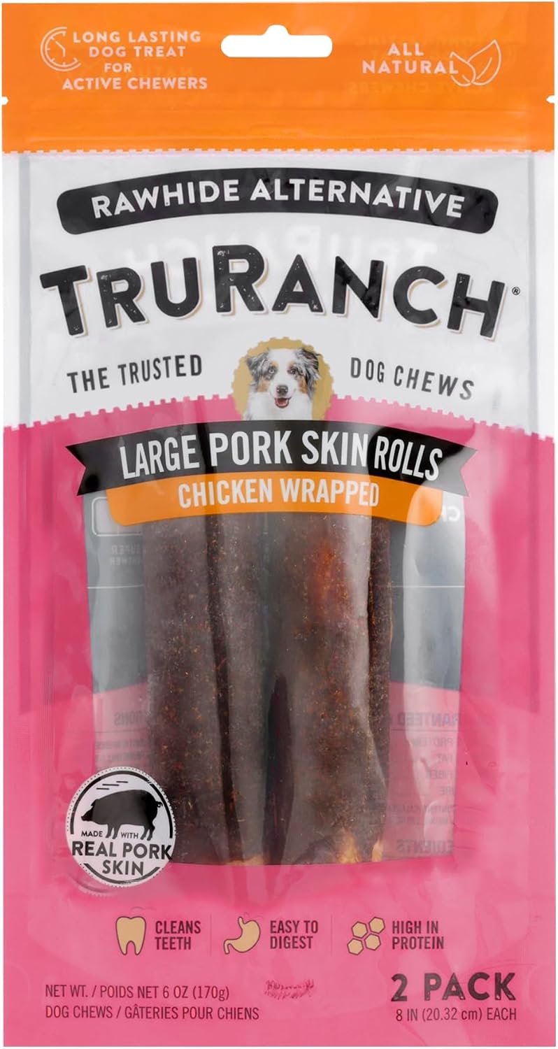TRURANCH Large Pork Skin Rolls - Chicken-Wrapped Jerky Collagen Rolls