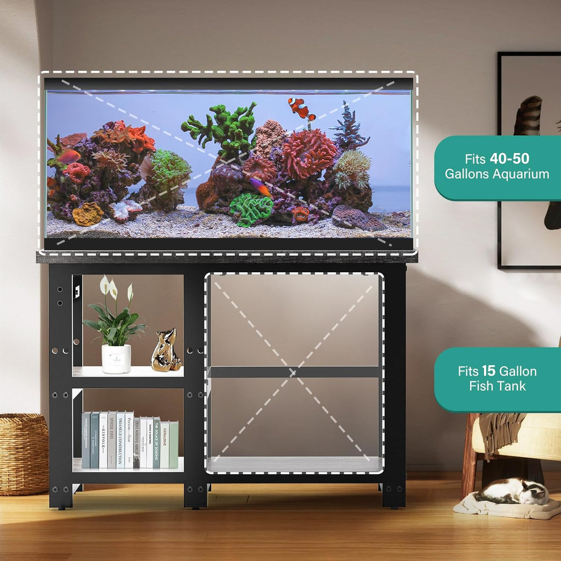 AQQA Aquarium Stand 36×18 Inch, 720LBS Heavy Duty Metal Frame