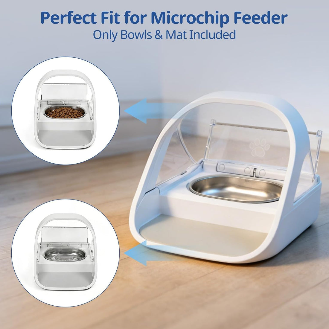 2 Pcs Plastic Bowls for Automatic Microchip Cat & Pet Feeder