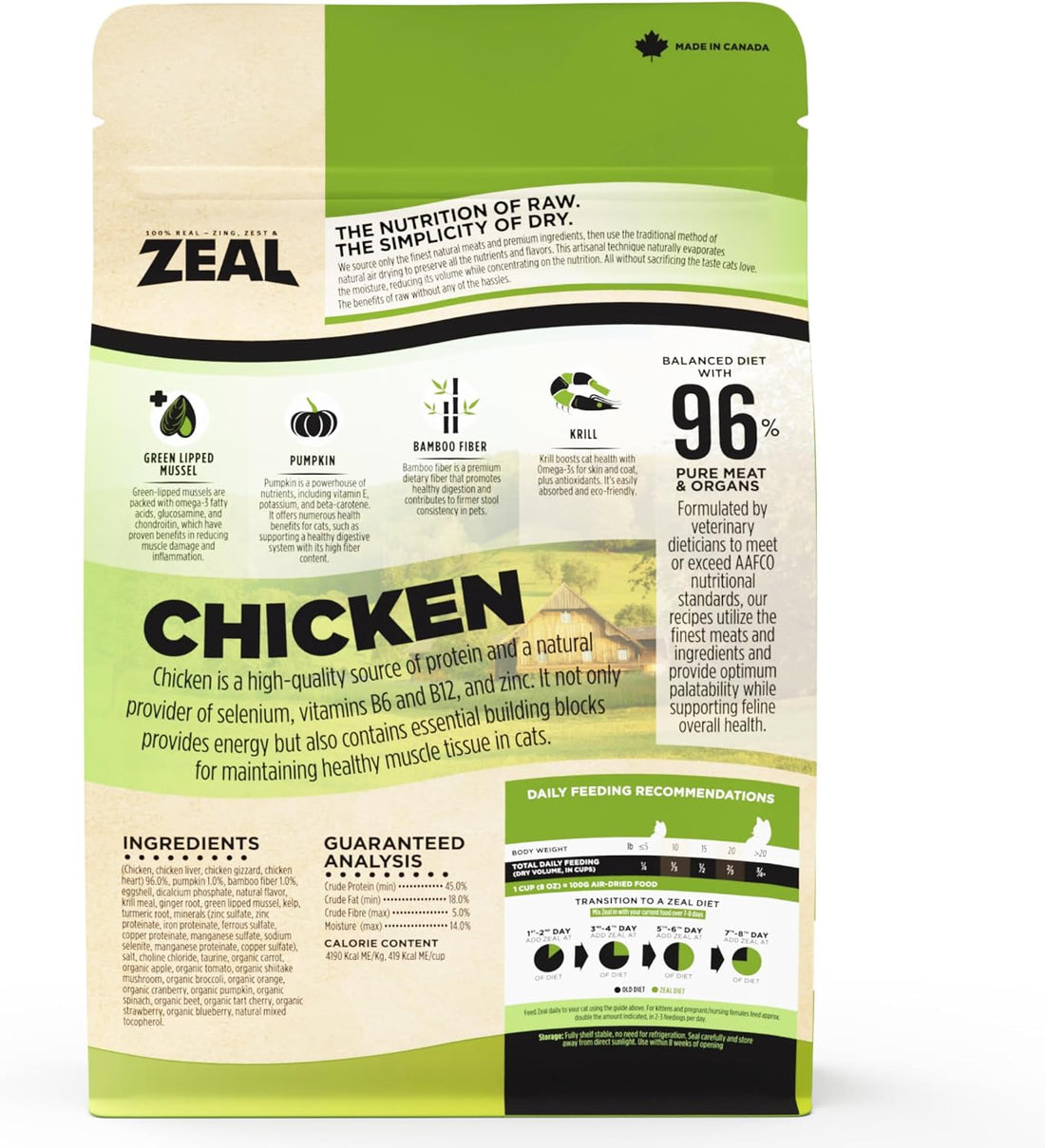ZEAL Canada Air-Dried Cat Food Chicken Recipe - High Protein