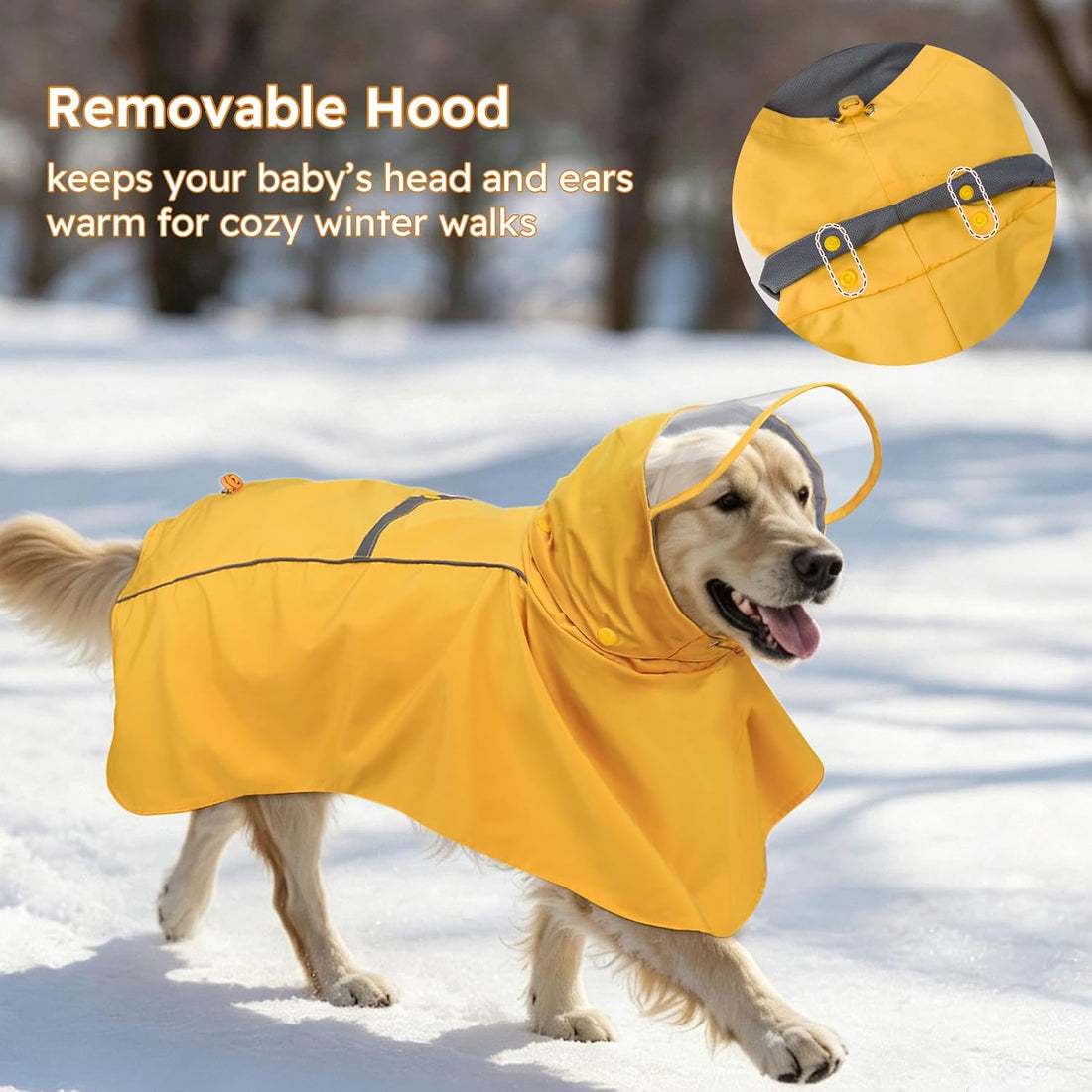 WINGOIN Dog Raincoat, Waterproof Dog Rain Jacket with Removable Hood