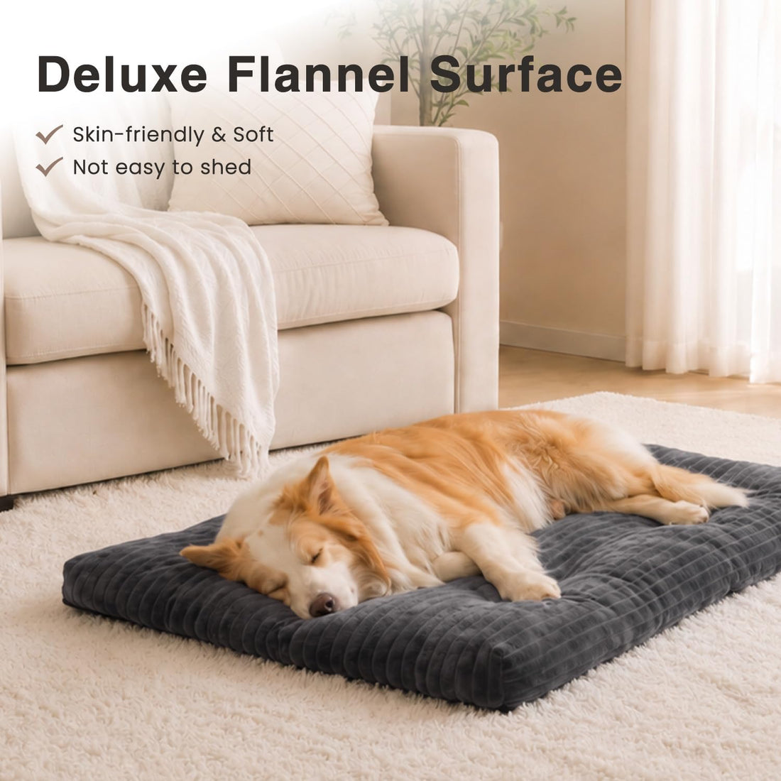 Dog Crate Bed Washable Dog Beds for Large Dogs Deluxe Thick Flannel