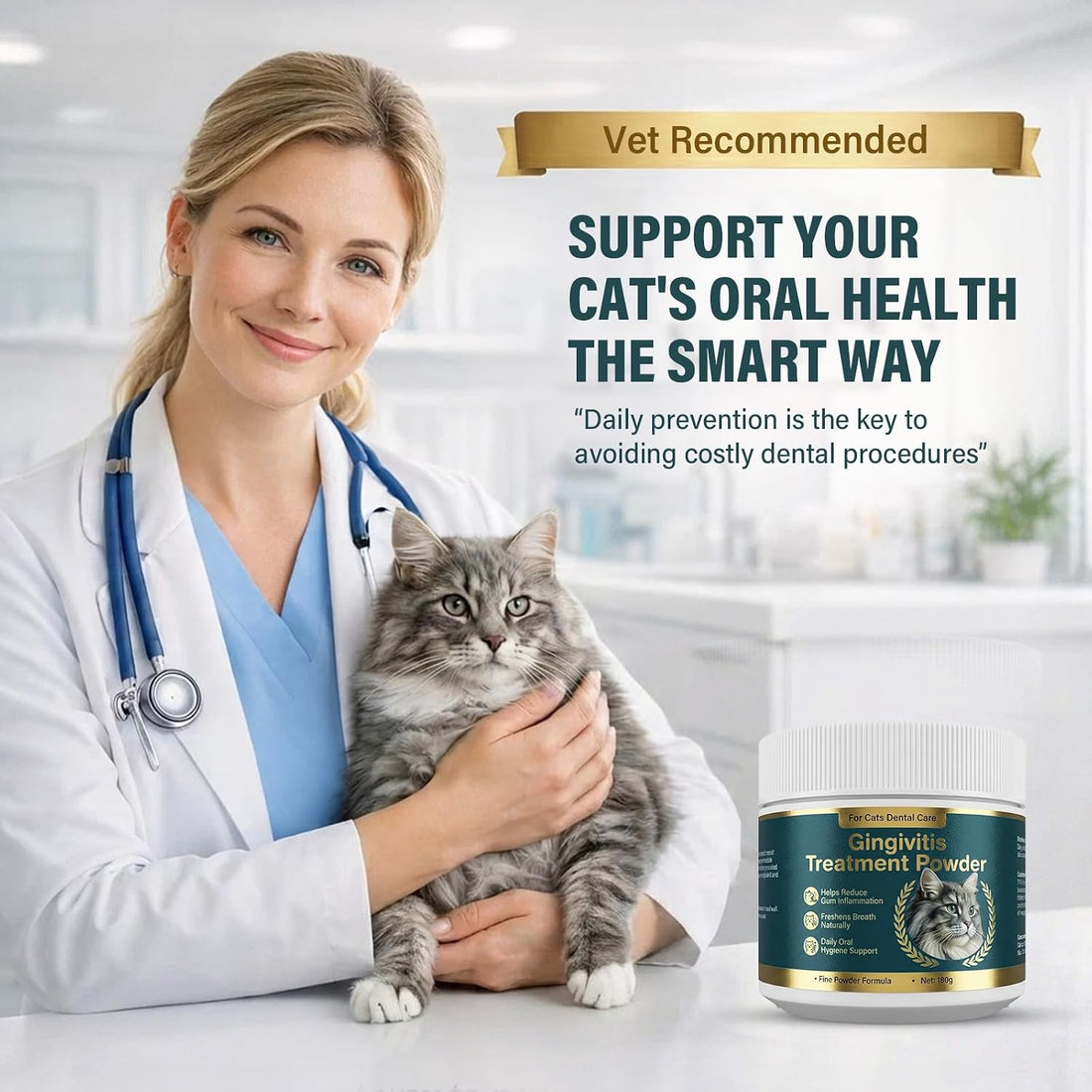 Plaque Powder for Cats, Dental Care Powder with Natural Extracts