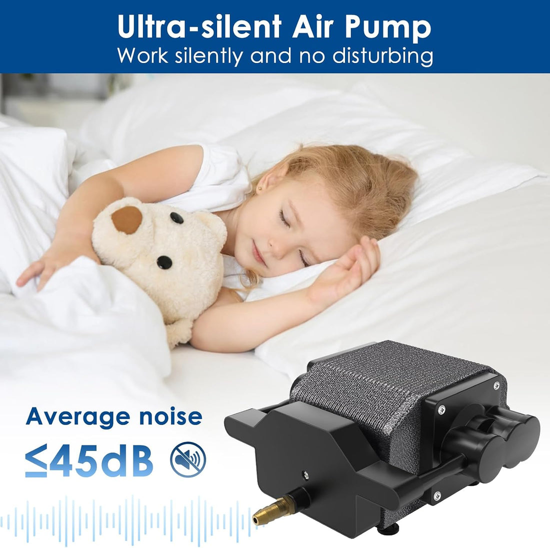 AquaMiracle Quiet Aquarium Air Pump Adjustable Airflow 200/317/475GPH
