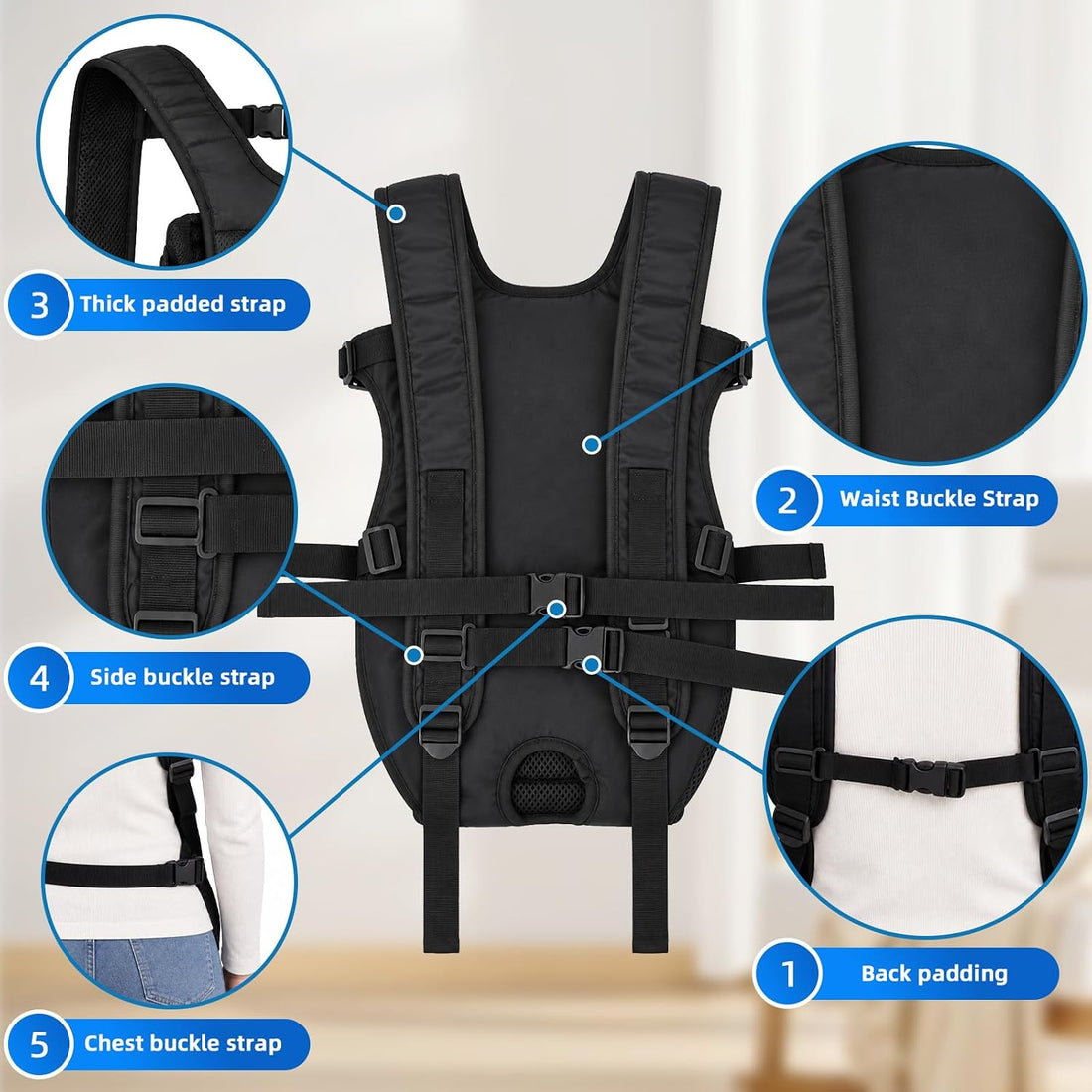 Dog Backpack Carrier, Adjustable Puppy Chest Carrier (Medium)