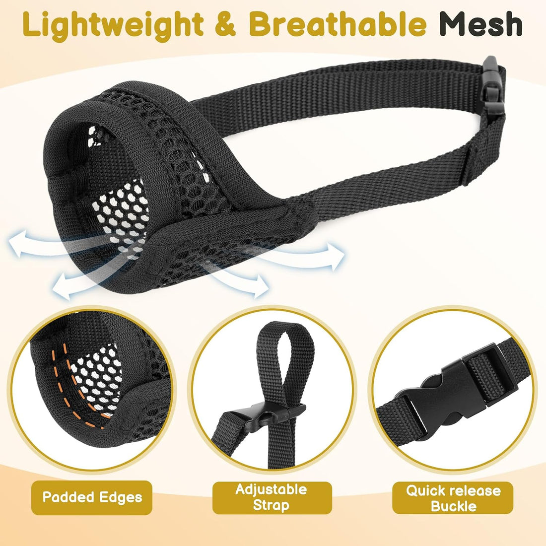 Mayerzon Mesh Muzzle for Short Snout and Small Medium Dogs Anti-Biting