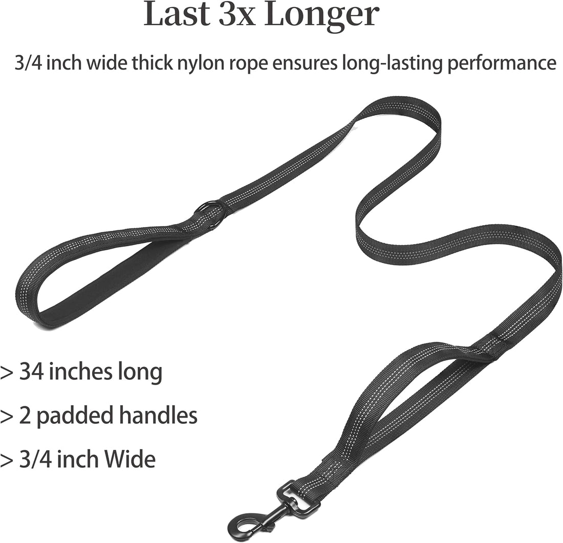 iYoShop Double Dog Leash with 3 Extra Traffic Handles, 15-120 lbs