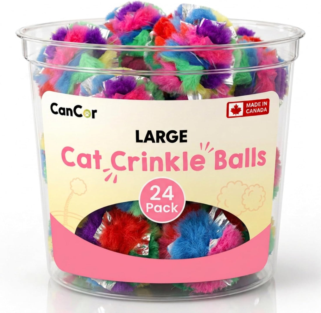 Crinkle Balls for Cats, Mini 1.5 Inch, 12 Pack, Crinkle Cat Toy