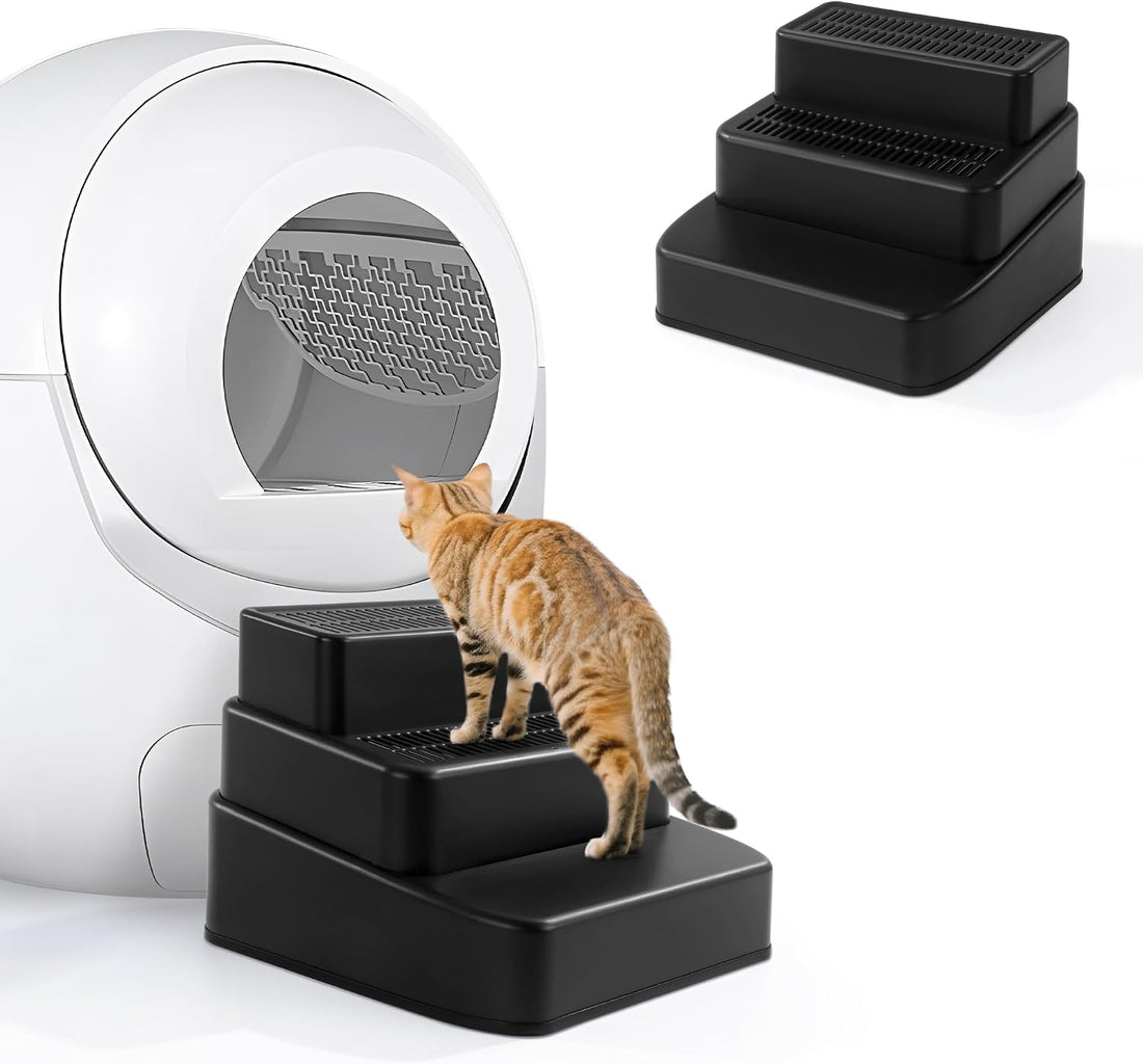 BALAPET Adjustable 3 Steps Litter Box Ramp with Filter Function