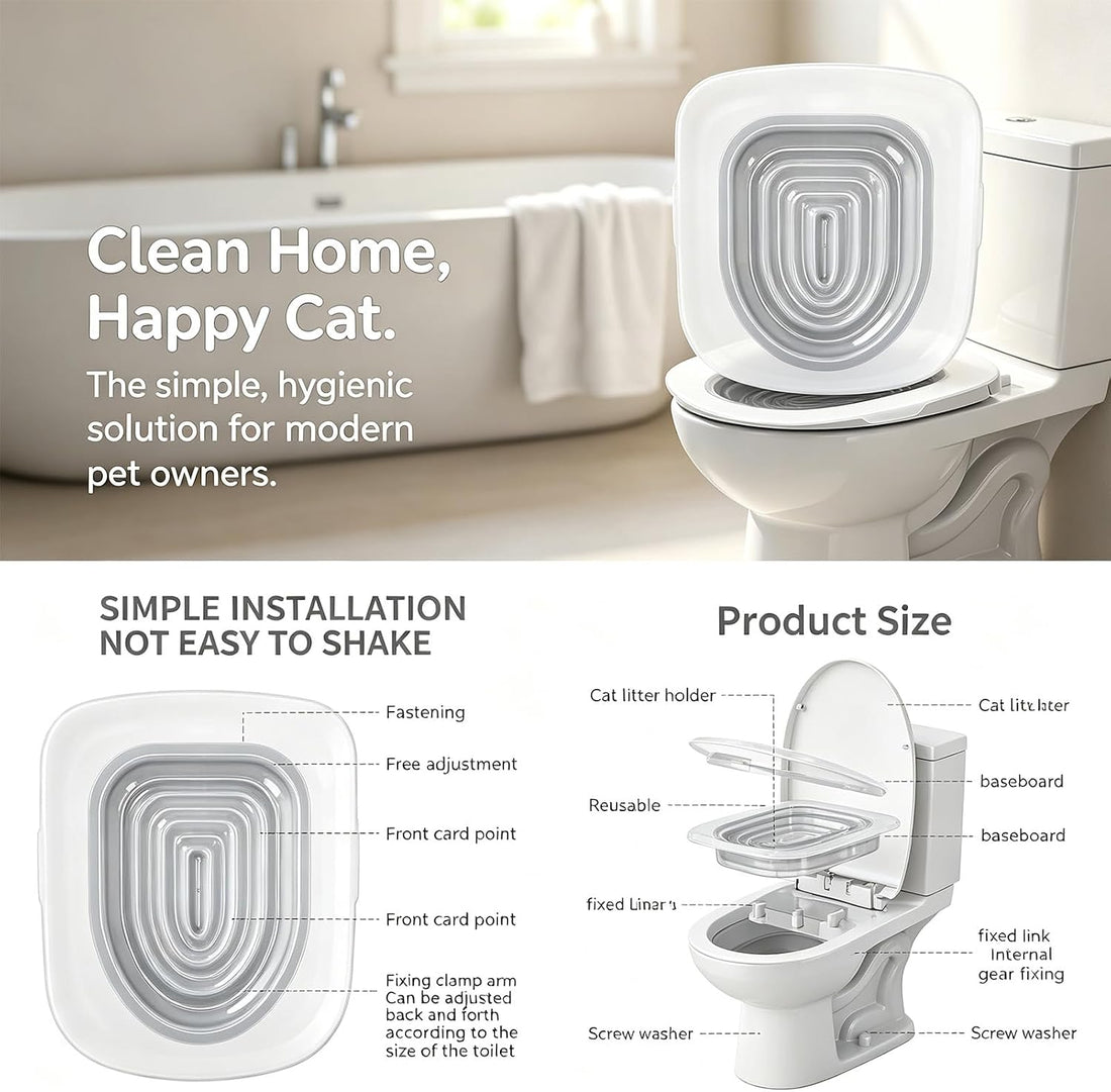 Cat Toilet Trainer Kit, Universal Cat Toilet Training Systems, Gray