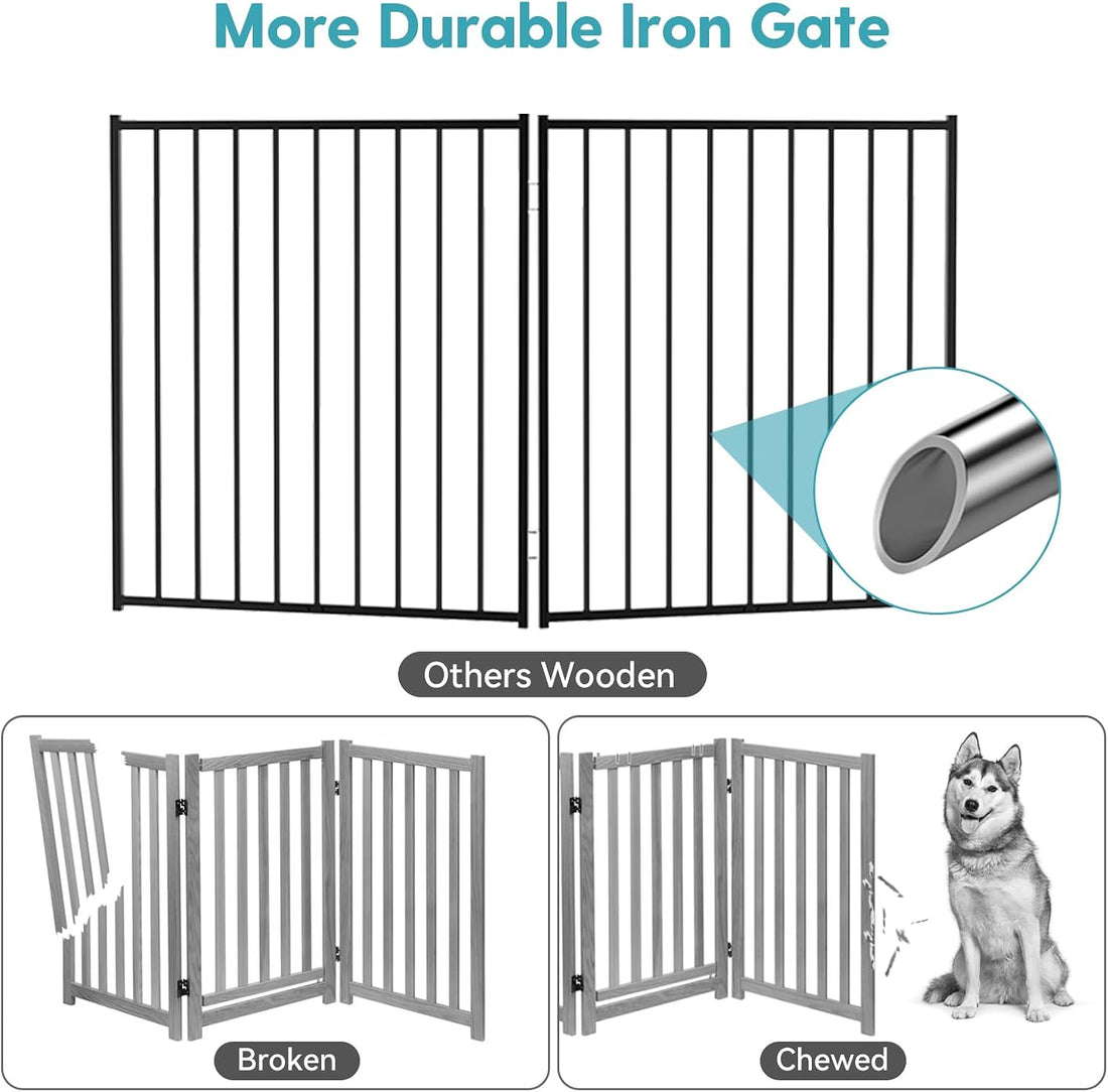 No Pawblems Freestanding Dog Gate with Door for Indoor & Outdoor
