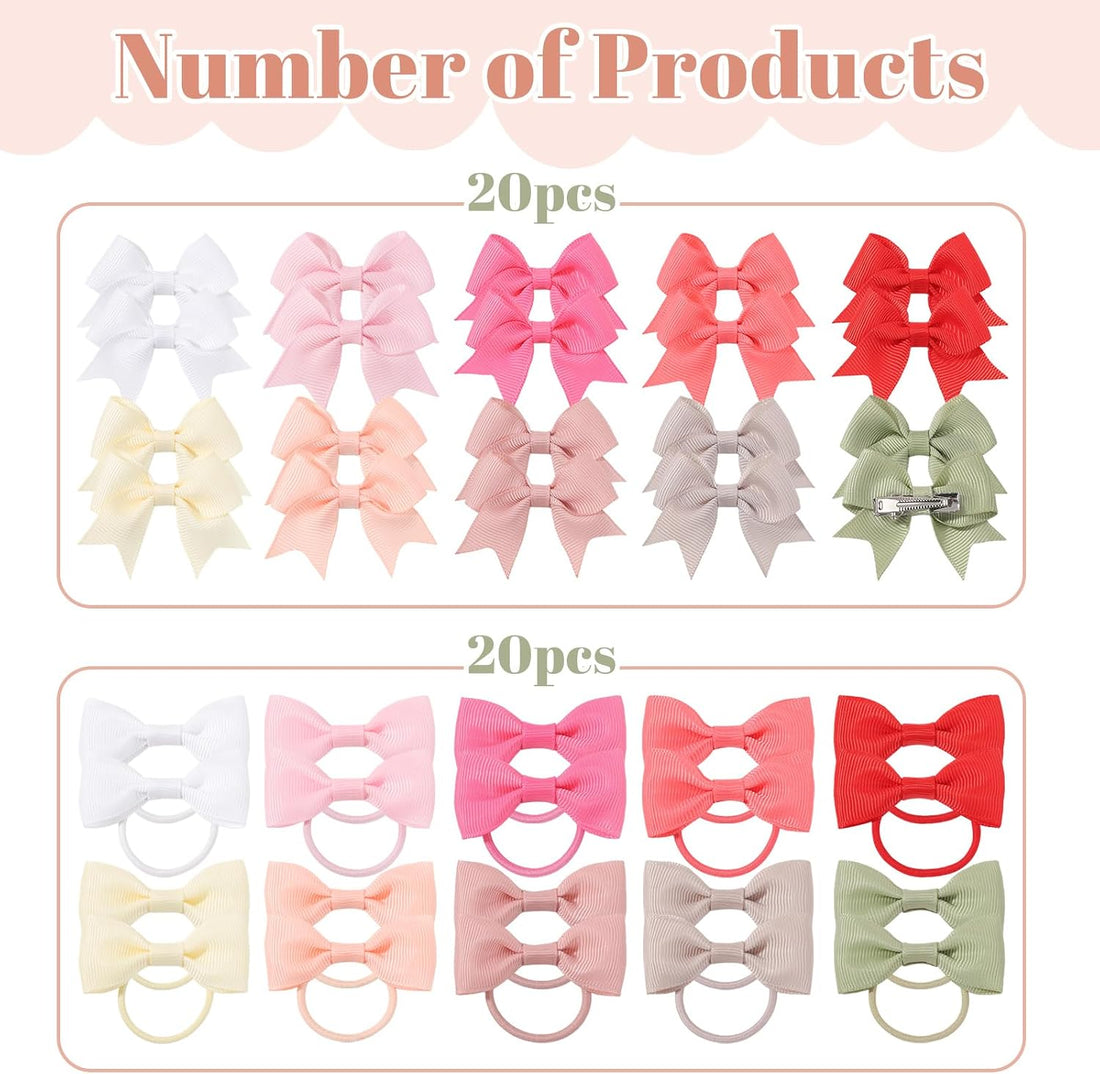 yoyokid 40PCS 2Inch Puppy Dog Hair Bows with Clips & Rubber Bands