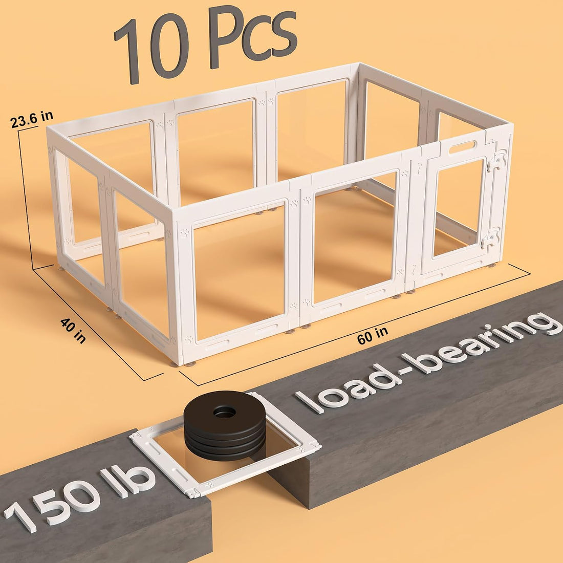 Clear Acrylic Dog Playpen with Door,23.6" Puppy Playpen,Easy Assemble