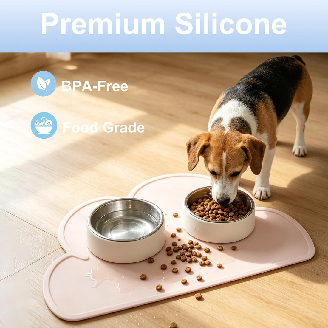 Cat & Dog Food Mat Silicone Pet Feeding Mat with Raised Edges