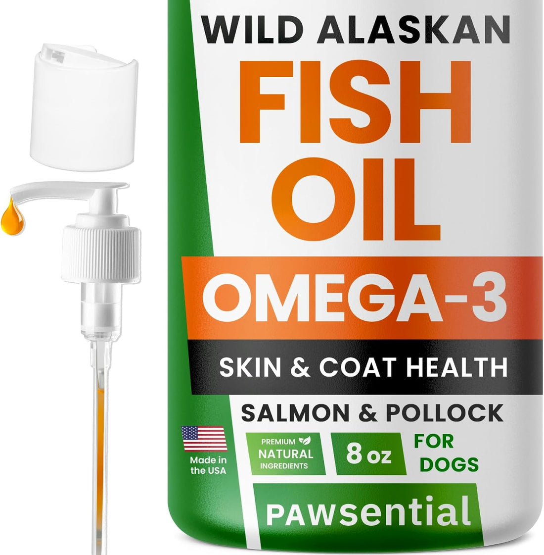 Omega 3 Fish Oil for Dogs - Made with Wild Alaskan Salmon Oil