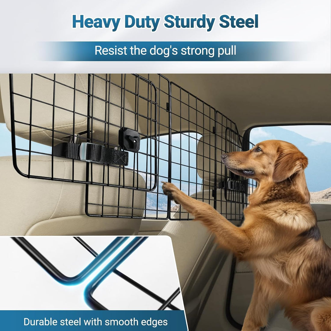 rabbitgoo Dog Car Barrier for SUVs, Adjustable Large Pet Gate