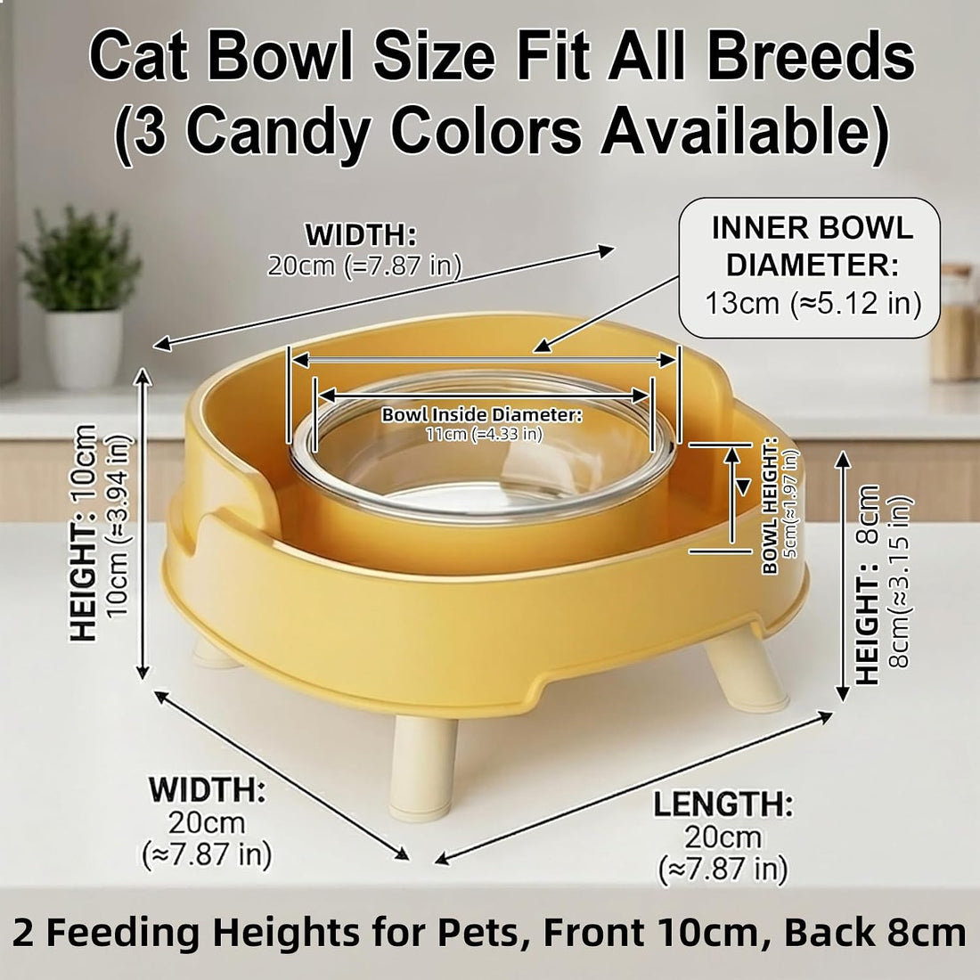 SXKBM 2 Pack Ant Not Cross Elevated Cat Bowls Mess Proof-4 Food Grade