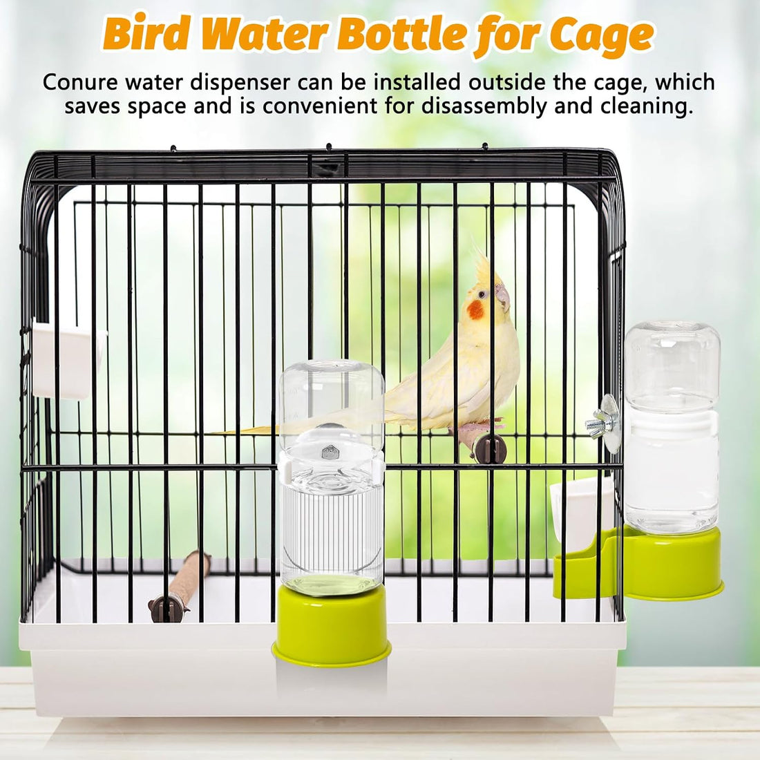 BNOSDM Bird Water Dispenser 2 Pcs Automatic Parakeet Cage Feeder No