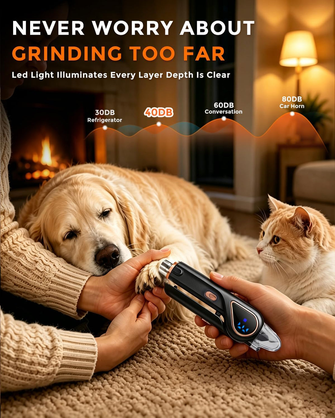 2-in-1 Dog Nail Clippers & Cat Grinder with Dual LED Lights
