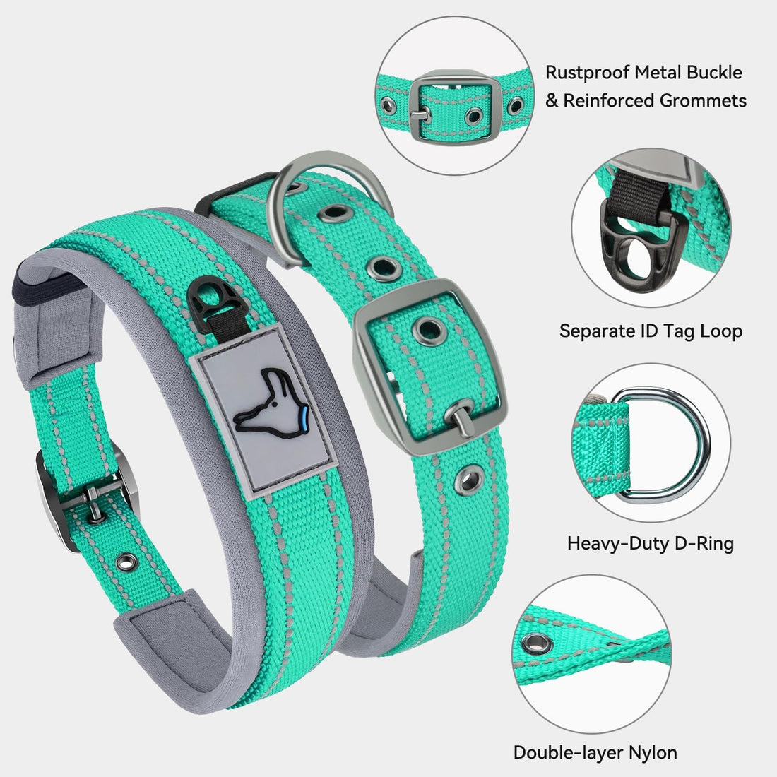 Joytale Dog Collar for Large Dogs, Neoprene Padded and Adjustable