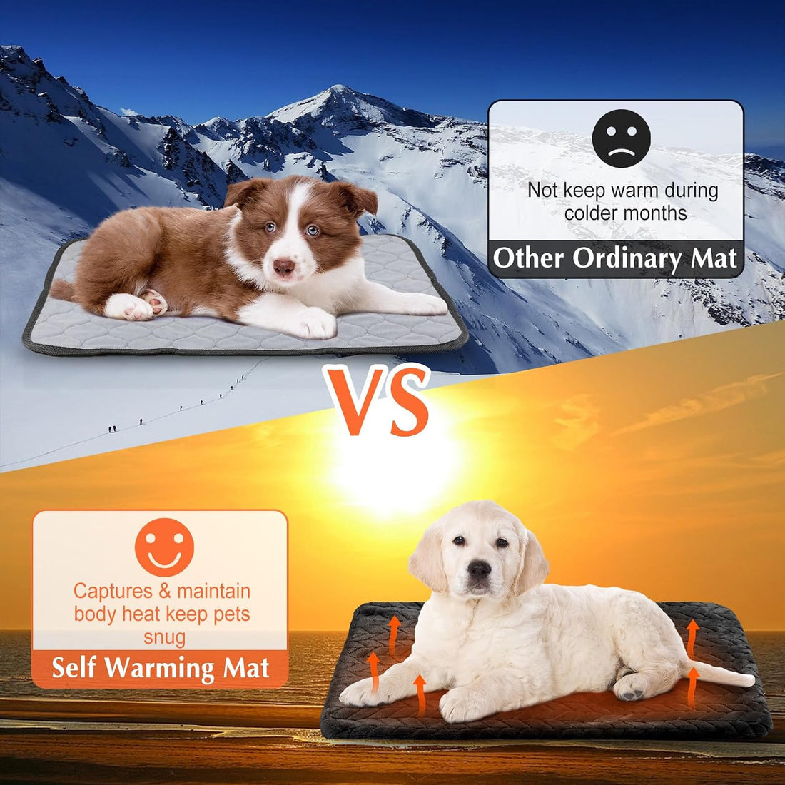 Drydiet 4 Pack Self Warming Cat Bed Mat Self Heating Pad for Dog